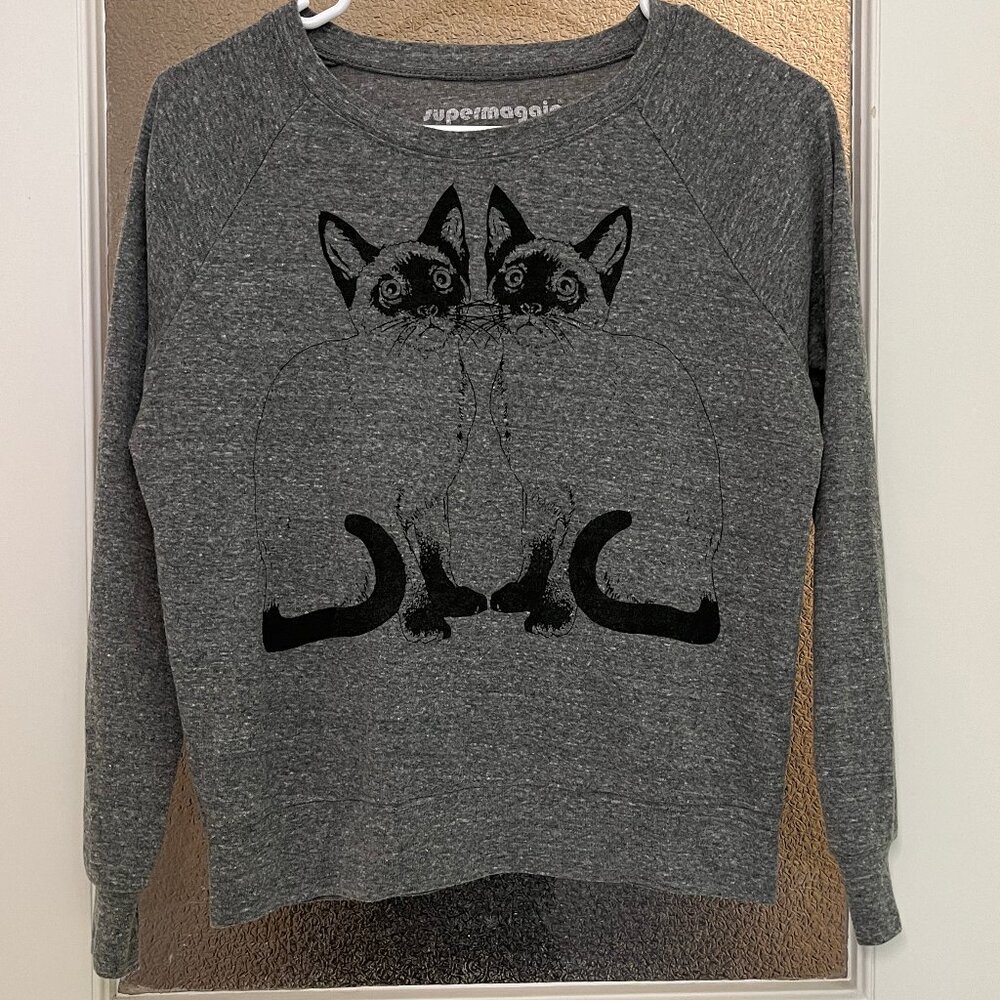 Siamese Cats Grey Pullover Top in Size S by SuperMaggie